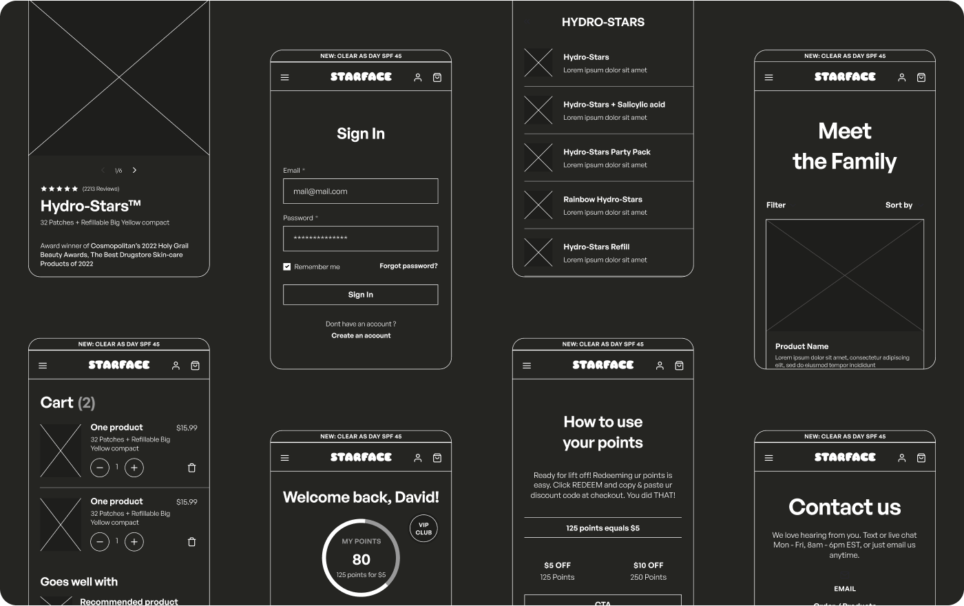 We created a full set of wireframes before moving to the high-fidelity design